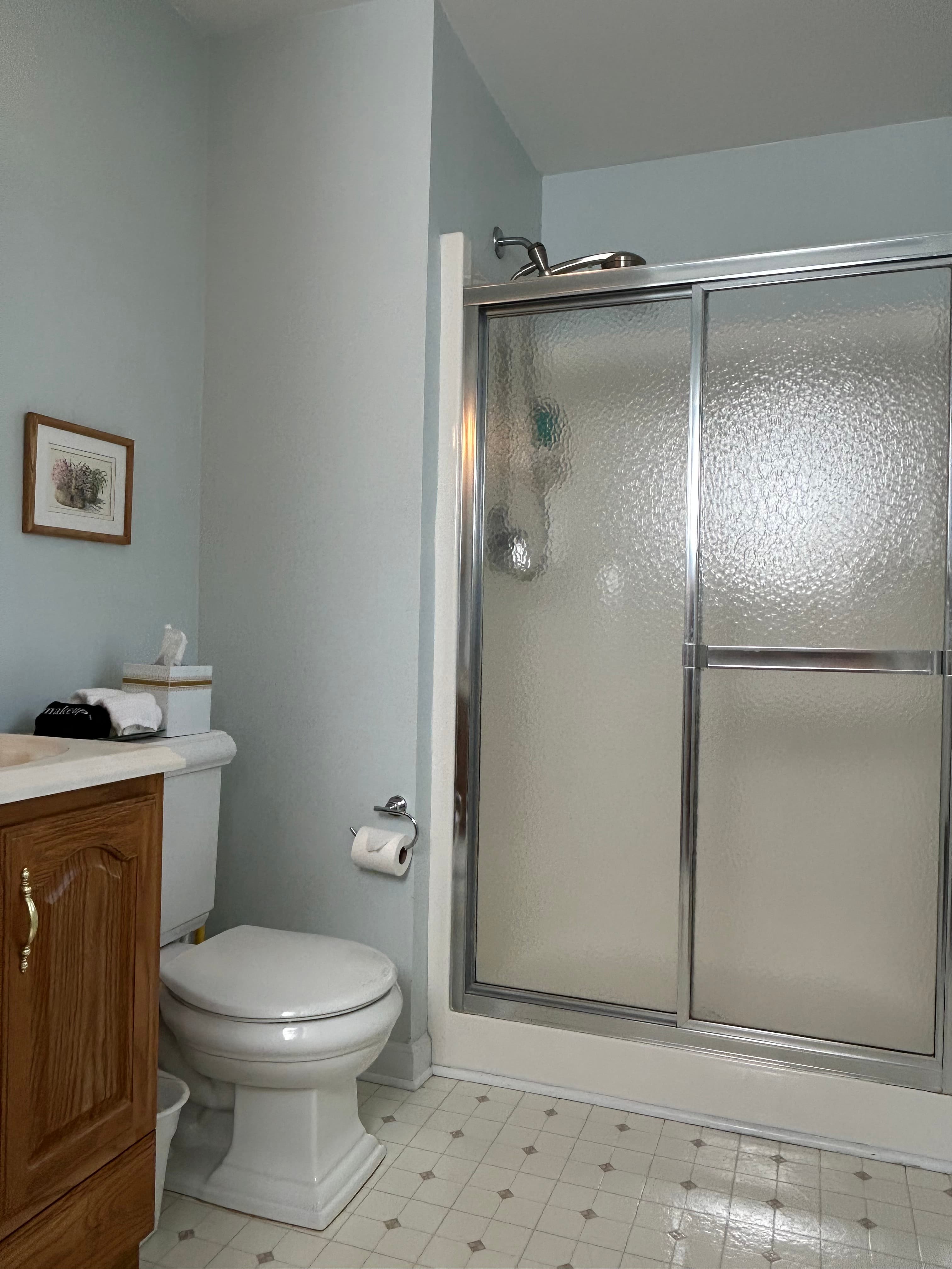 View of bathroom from room