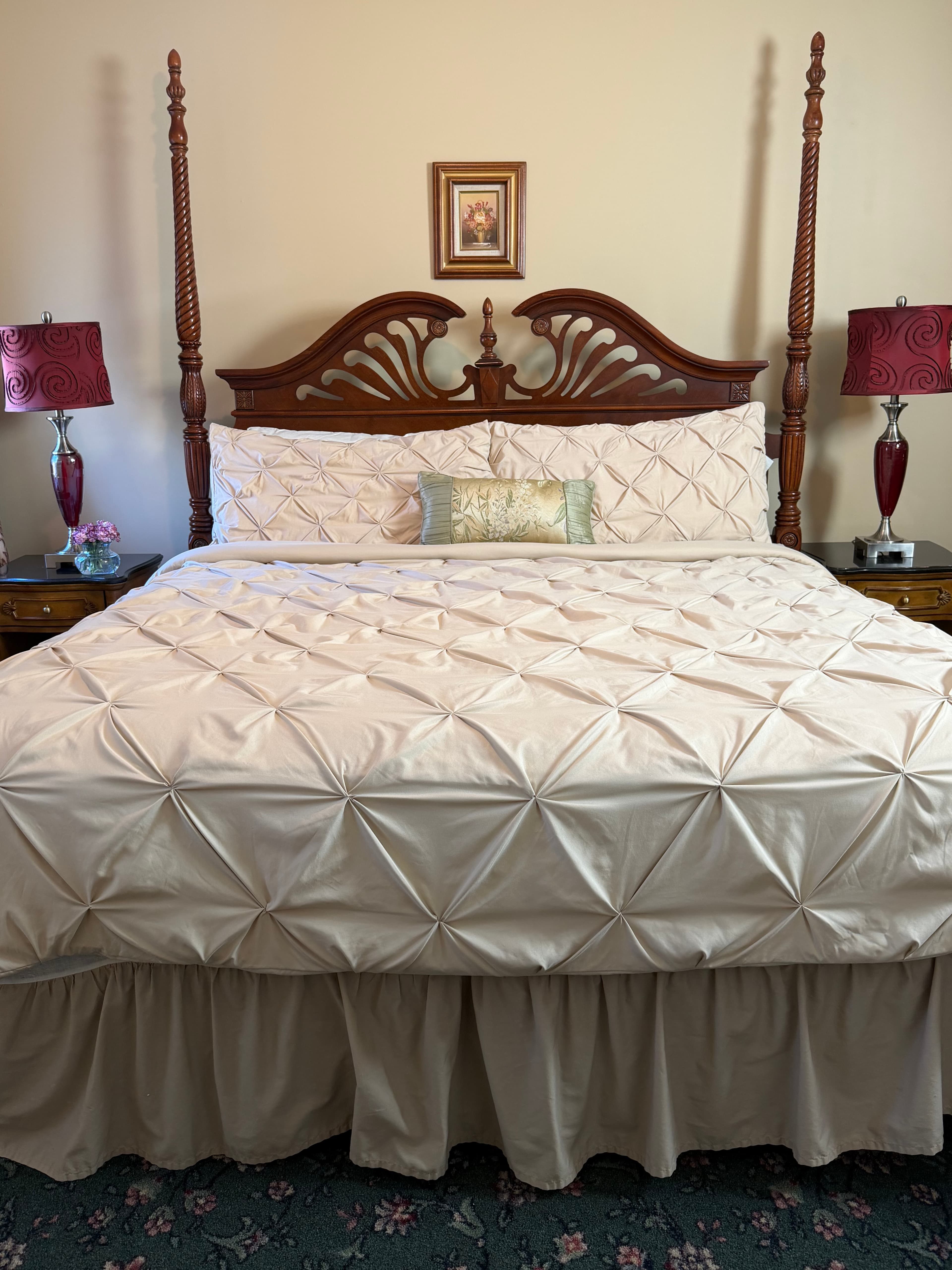 Front view of king bed