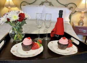 Romantic Champagne and Chocolate cupcakes w roses